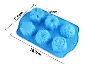 Molde silicona 6 flores grandes 